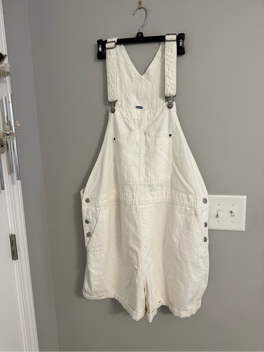 Old Navy White Denim Short Overalls Romper